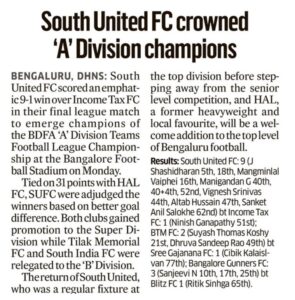 Read more about the article South United FC crowned ‘A’ Division Champions – 11 April 2023